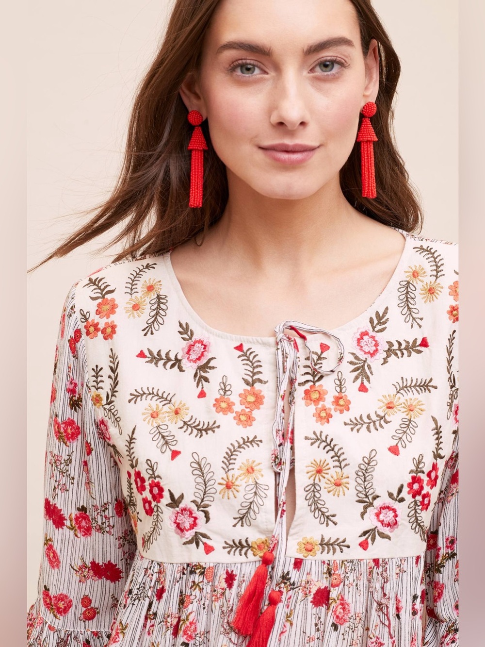 Raga Anthropologie Primrose Printed Embroidered Boho Blouse Medium - Picture 6 of 8